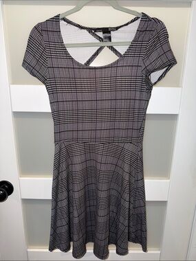 Rebel Sugar Black and White Plaid Fit & Flare Mini Dress